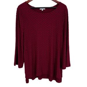 Habitat Plus Size XXL 2X Red Black Super Stretchy Wearable Art Blouse Shirt Top